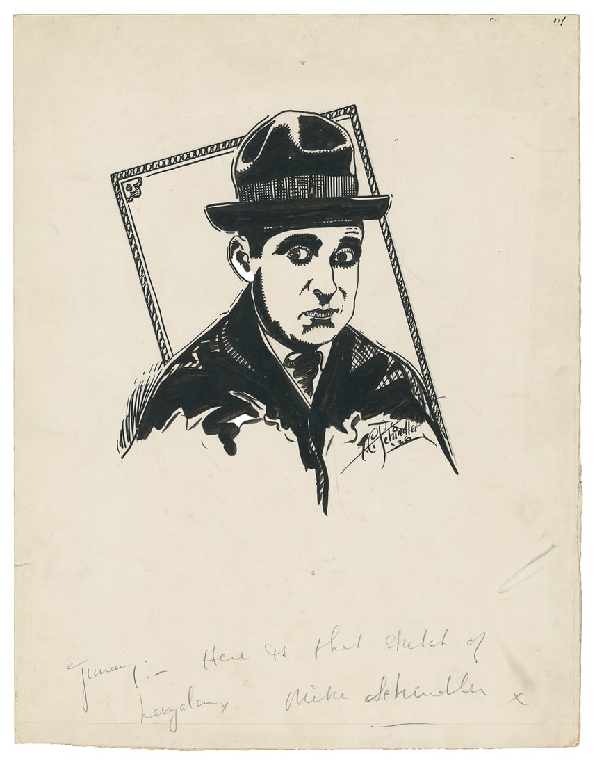 LANGDON, Harry (1884-1944). Pen and ink drawing of Harry La... (1 of 1)