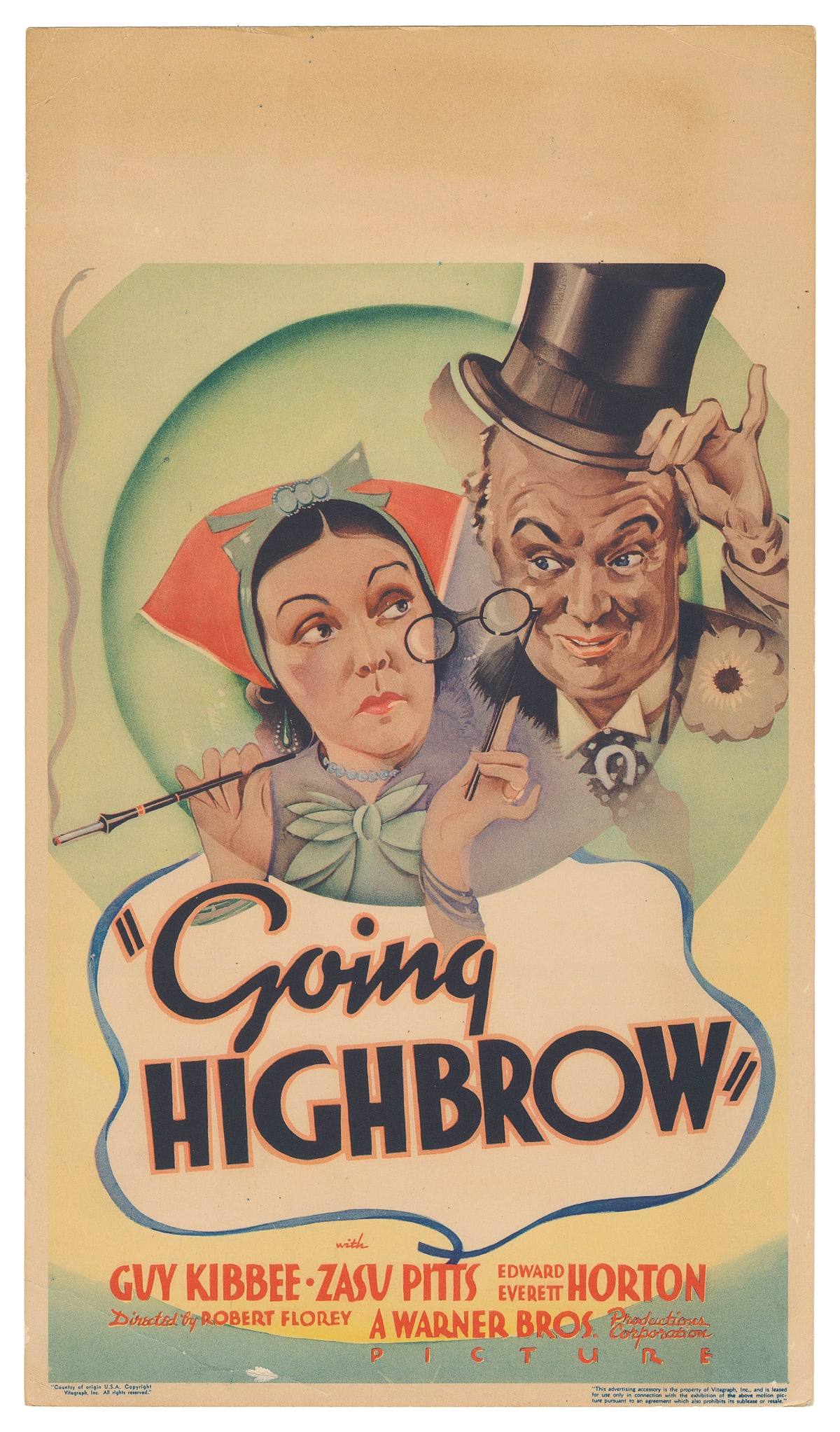 [PITTS, Zasu (1894-1963)]. Pair of Color Lobby Cards for “O...: [PITTS, Zasu (1894-1963)]. Pair of Color Lobby Cards for “Out All Night” and a Color Window Card for “Going Highbrow”. [Hollywood: Universal Pictures, Warner Bros., 1933, 1935]