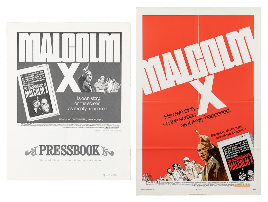 Malcolm X. Warner Bros., 1972. One sheet (41 x 27”). Poster... (1 of 3)