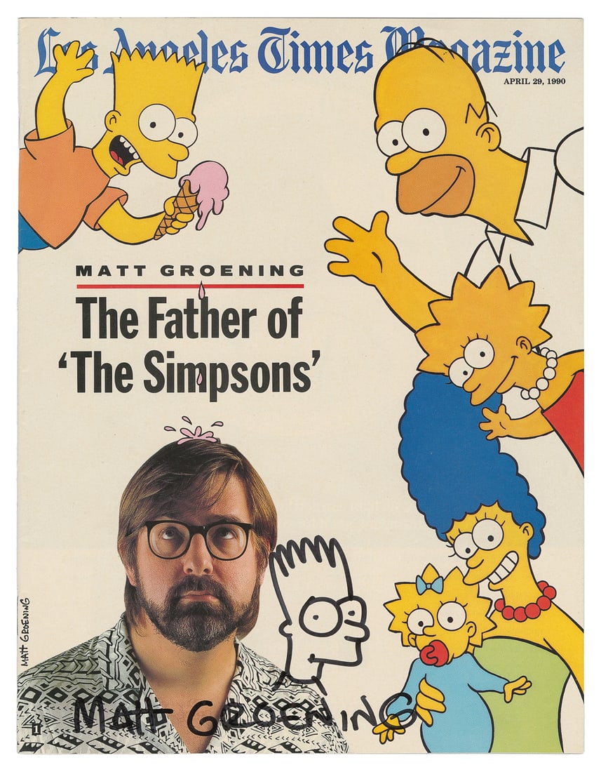 Matt Groening Signed 1990 Los Angeles Times Magazine with B... (1 of 1)