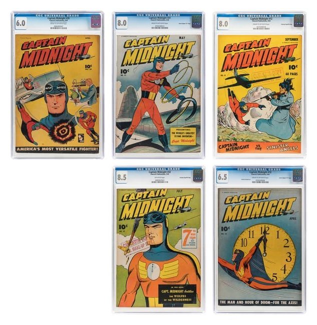 Captain Midnight. Group of Five CGC Graded Issues with Pedi... (1 of 6)