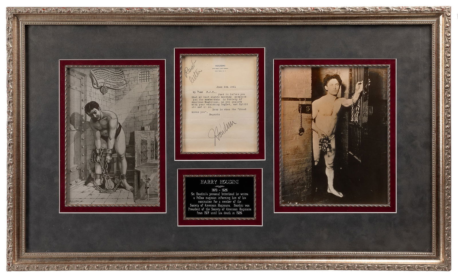 HOUDINI, Harry (Erik Weisz, 1874 – 1926). Houdini Typed Let... (1 of 1)