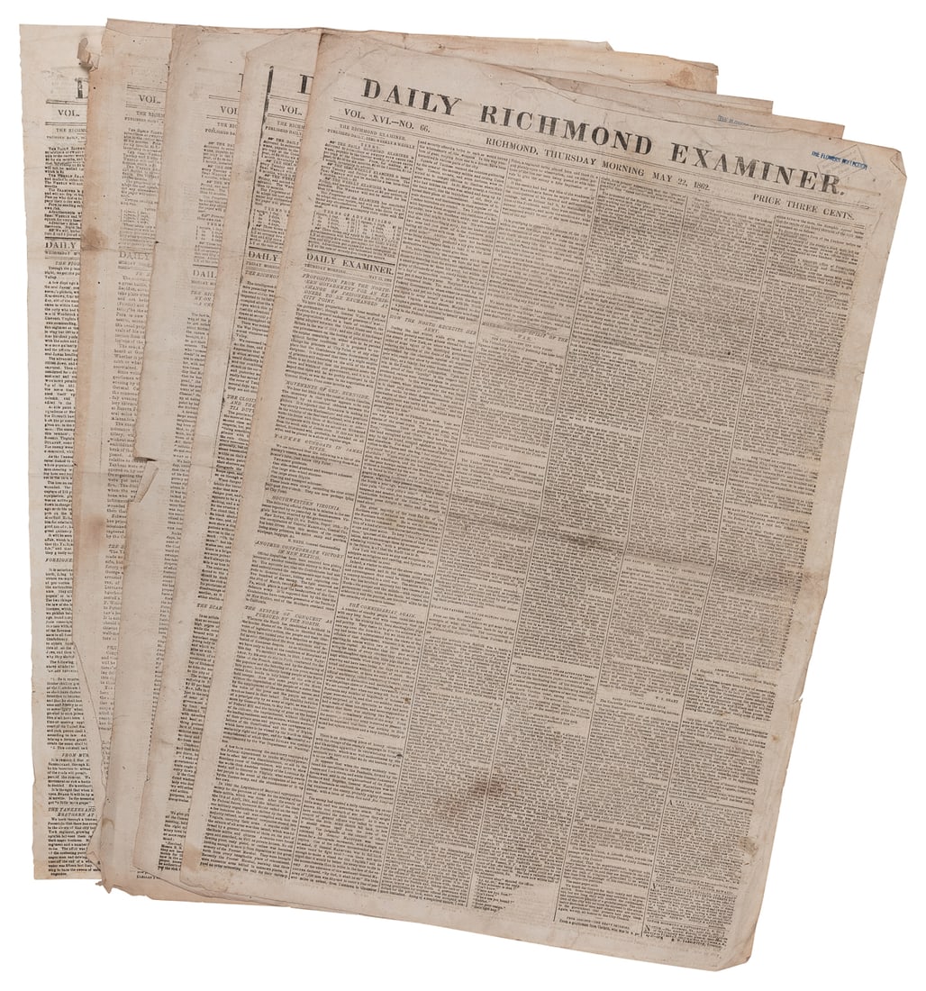 [CIVIL WAR]. A group of 5 issues of the Confederate Newspap... (1 of 1)