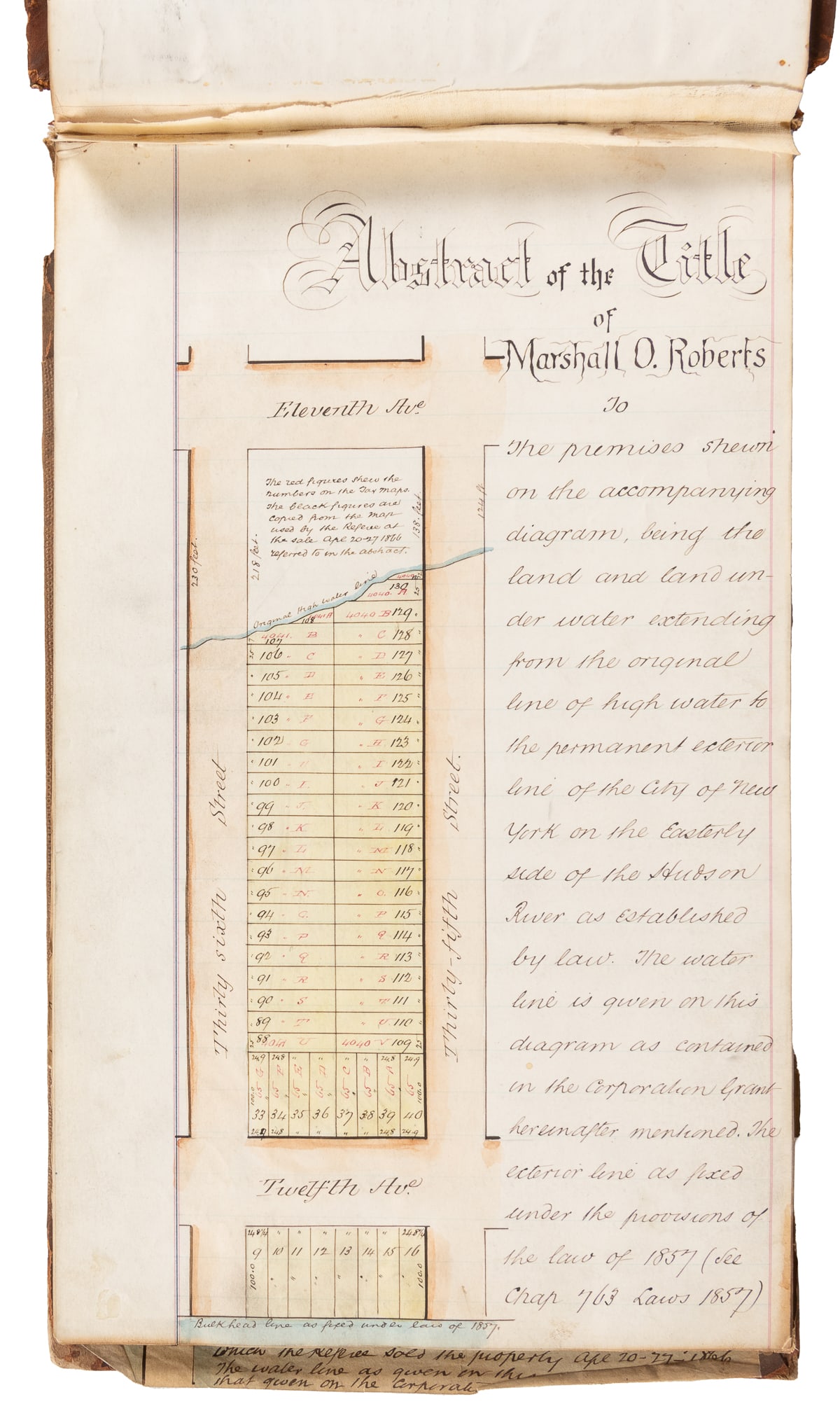 [NEW YORK]. ROBERTS, Marshall Owen (1813-1880). Autograph m... (1 of 4)