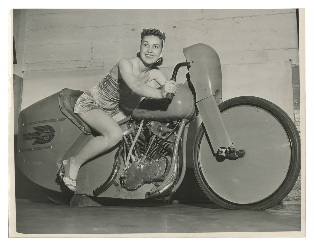 [MOTORCYCLES]. [SMITH, Dorothy “Dot”]. Press Photograph of ... (1 of 1)