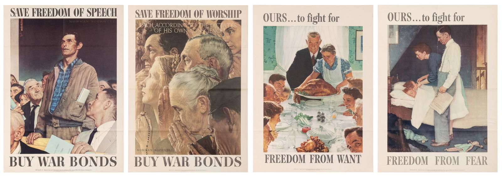 ROCKWELL, Norman (1894-1978). [The Four Freedoms]. Group of... (1 of 5)