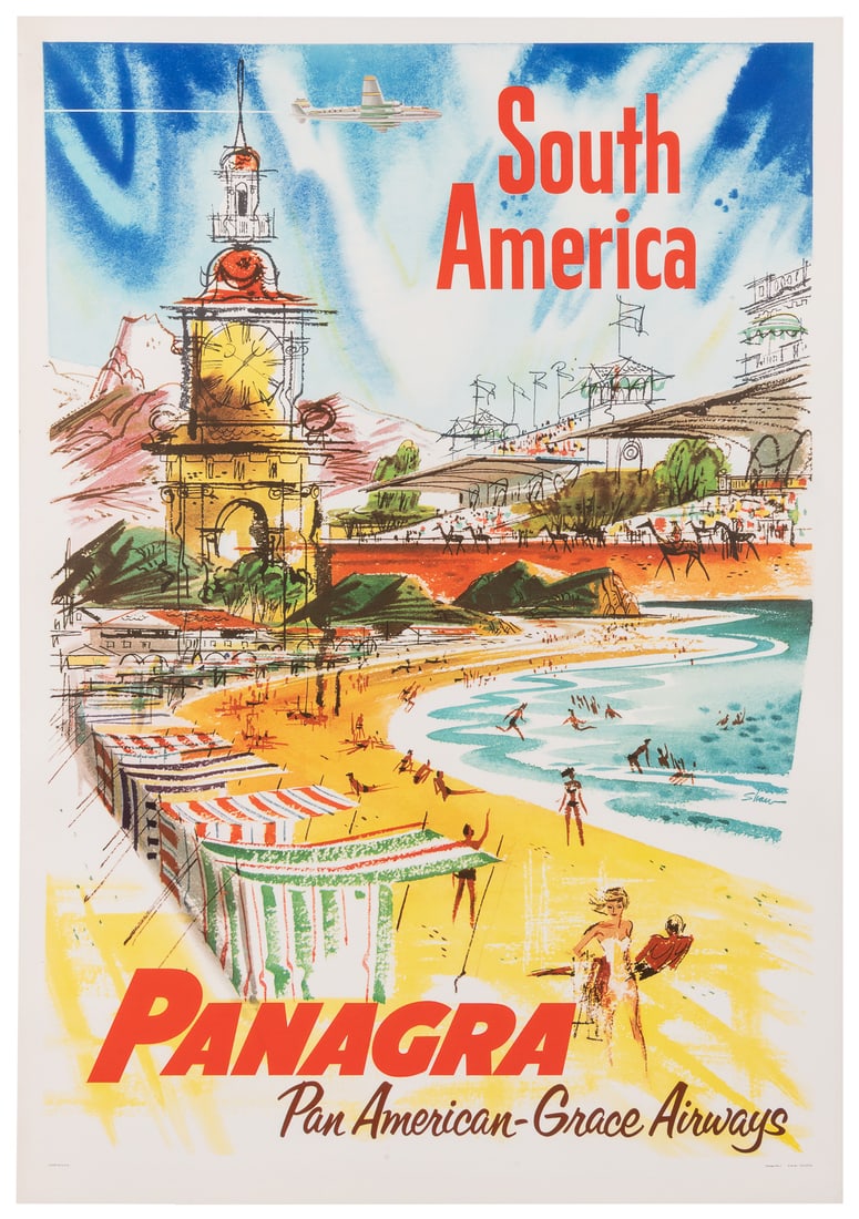 SHAW, Charles Green (1892 – 1974). South America / Panagra ...: SHAW, Charles Green (1892 – 1974). South America / Panagra – Pan American Grace Airways. Circa 1957. 42 ¾ x 29 ¼”. Linen backed. A.