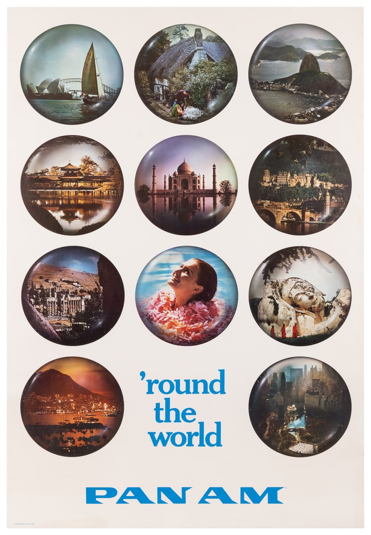 ‘Round the World / Pan Am. 1969. Airline poster promoting w... (1 of 1)