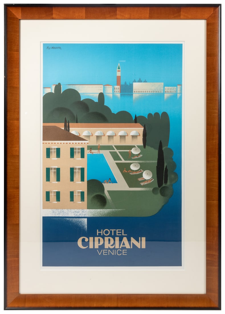 FIX-MASSEAU, Pierre (1905-1994). Hotel Cipriani / Venice. 1...: FIX-MASSEAU, Pierre (1905-1994). Hotel Cipriani / Venice. 1983. Color lithograph. Sight 46 x 21 ½”. Framed and matted. Not examined out of frame.