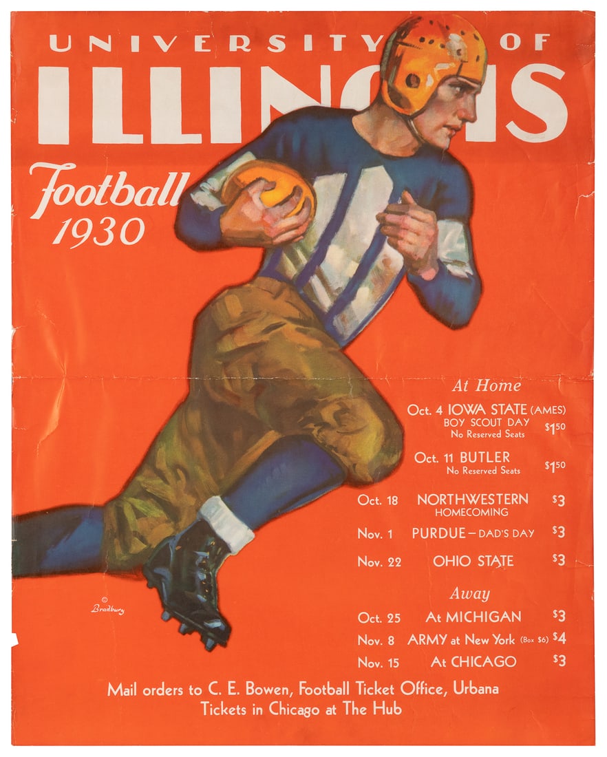 University of Illinois Football 1930. Bradbury. Color offse... (1 of 1)