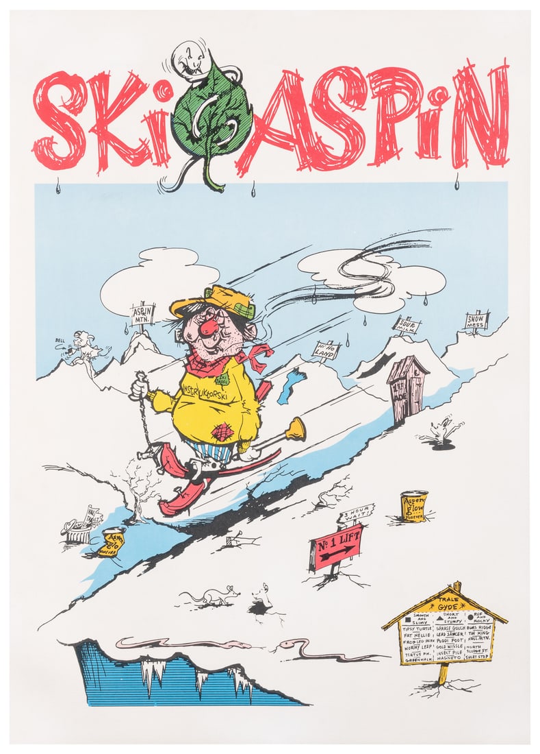 ISAACSON, Irv. Ski Aspin. Circa 1960s. Poster satirizing sk... (1 of 1)
