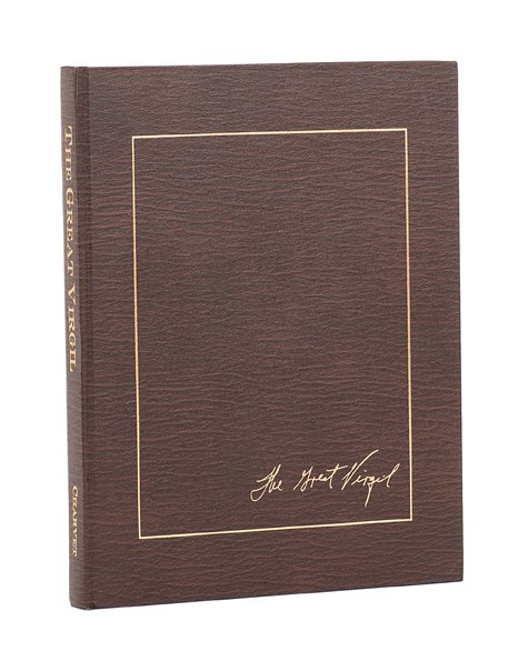 Charvet, David. The Great Virgil. Vancouver.: Charvet, David. The Great Virgil. Vancouver: Charvet Studios, 1991. First edition. Brown cloth stamped in gold. Illustrated, including photographs. Endsheets made from full-color vintage Virgil brochu