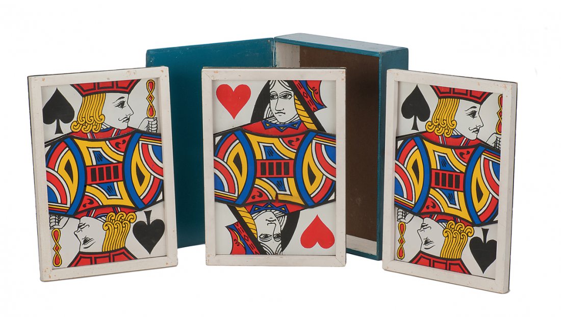 Jumbo Find the Lady. Abbott’s Magic: Jumbo Find the Lady. Colon Michigan, Abbott’s Magic, ca. 1970. Spectators cannot determine the location of the giant Queen card when it is mixed, face down, with two Jacks. Silk-screened wooden card