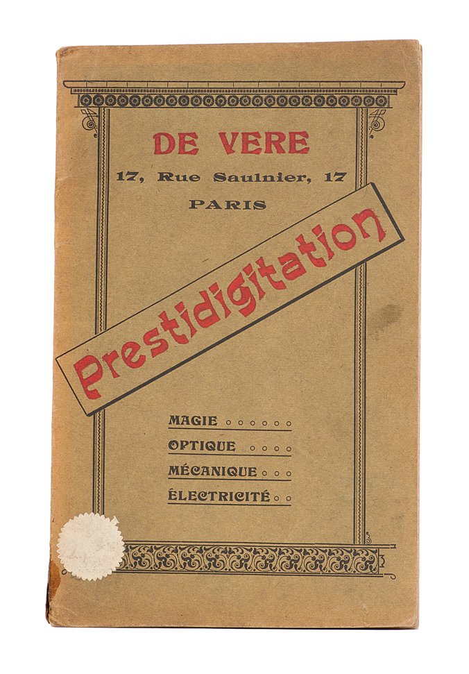 Charles De Vere. Prestidigitation. Paris, ca. 1905: DeVere, Charles. De Vere. Prestidigitation. Paris, ca. 1905. Green wraps. Illustrated. 8vo. Light toning, spine chipped, paper label on front wrap; good. Charles DeVere was an Englishman who establish