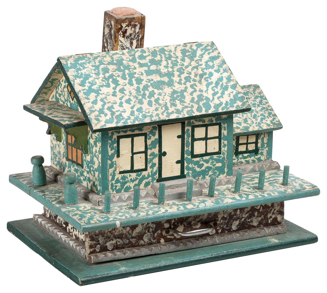 [FOLK ART] (American, 20th Century). House Shaped Sewing Bo... (1 of 4)