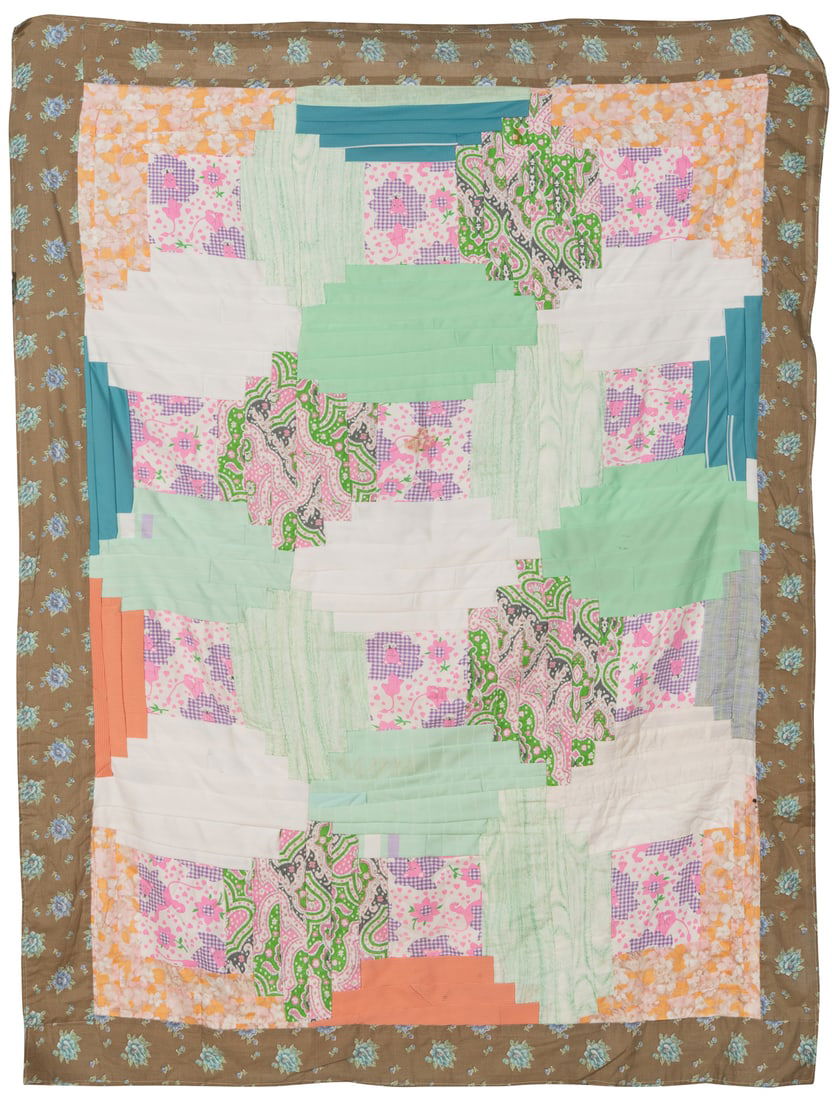 [FOLK ART QUILT]. Log Cabin Variation. ca. 1960s. Artist un... (1 of 2)
