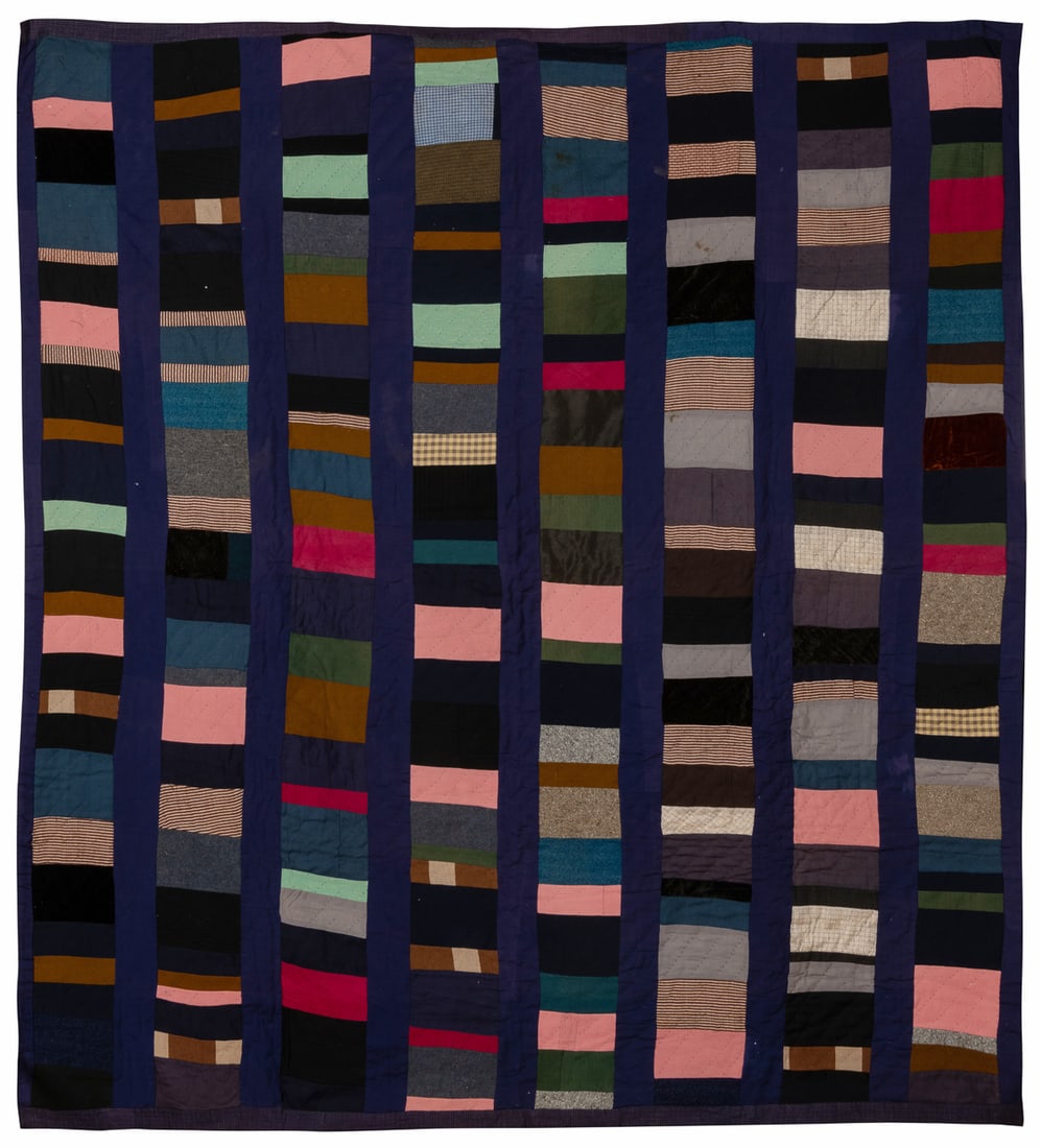 [FOLK ART QUILT]. Random Bars Pattern. Mennonite. ca. 1940s... (1 of 3)