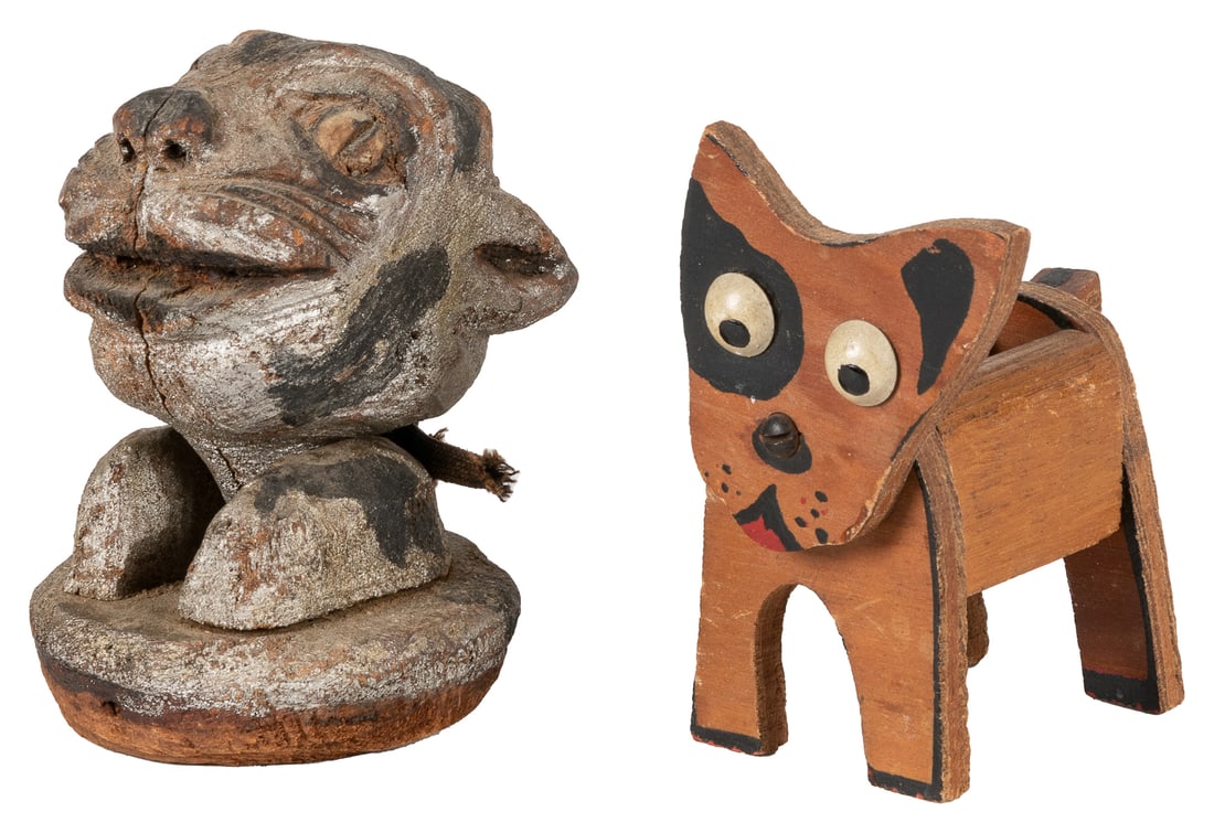 [FOLK ART] (American, 20th Century). Cat and Dog Figures. W... (1 of 3)