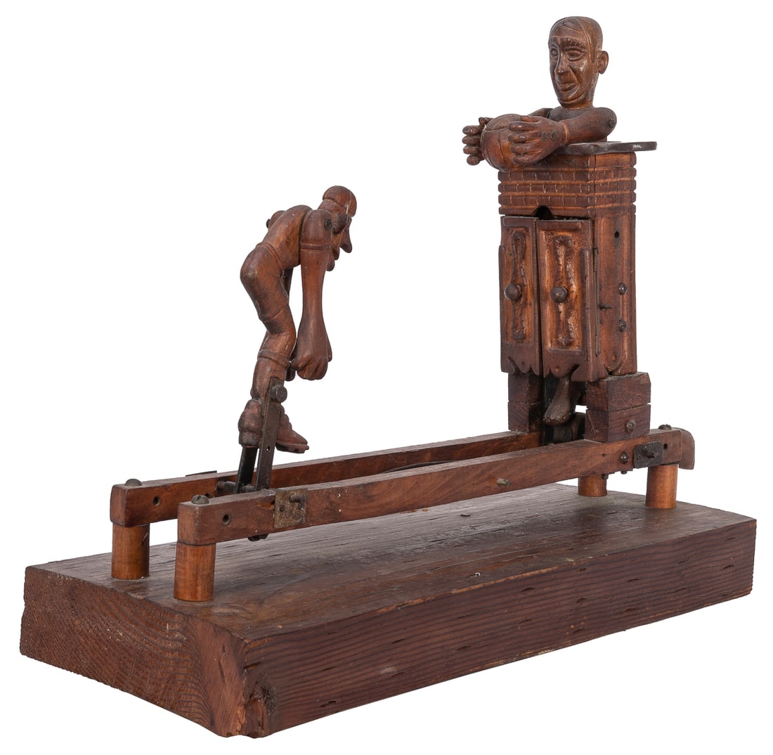 [FOLK ART]. Wood Carved Mechanical Soccer Sculpture. ca. 19... (1 of 4)