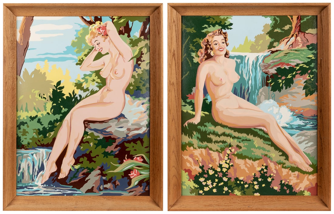[ARTIST UNKNOWN]. Two “Paint by Numbers” Nudes. [Ca. 20th c... (1 of 3)