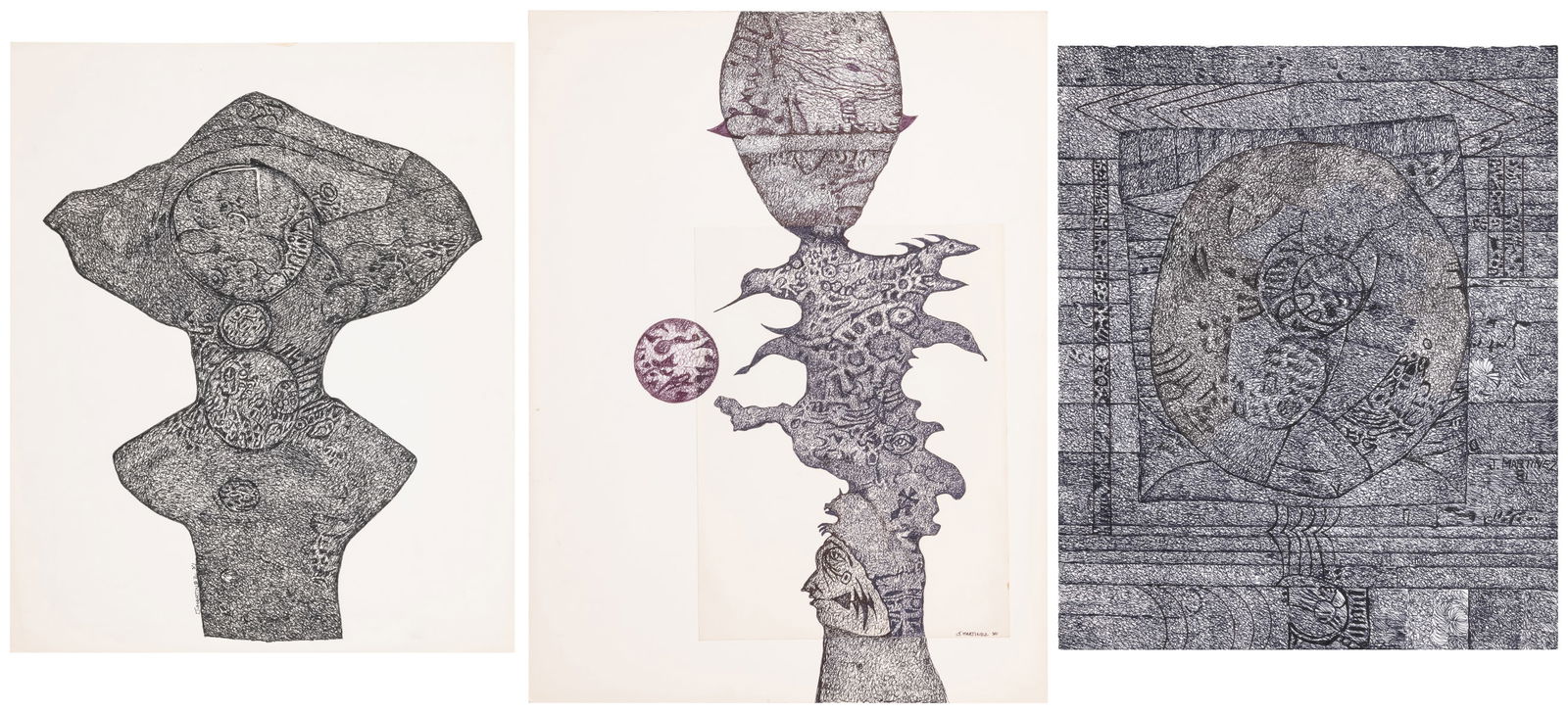 MARTINEZ, Jerome (American, 1931-2002). Three Surreal Obses... (1 of 4)