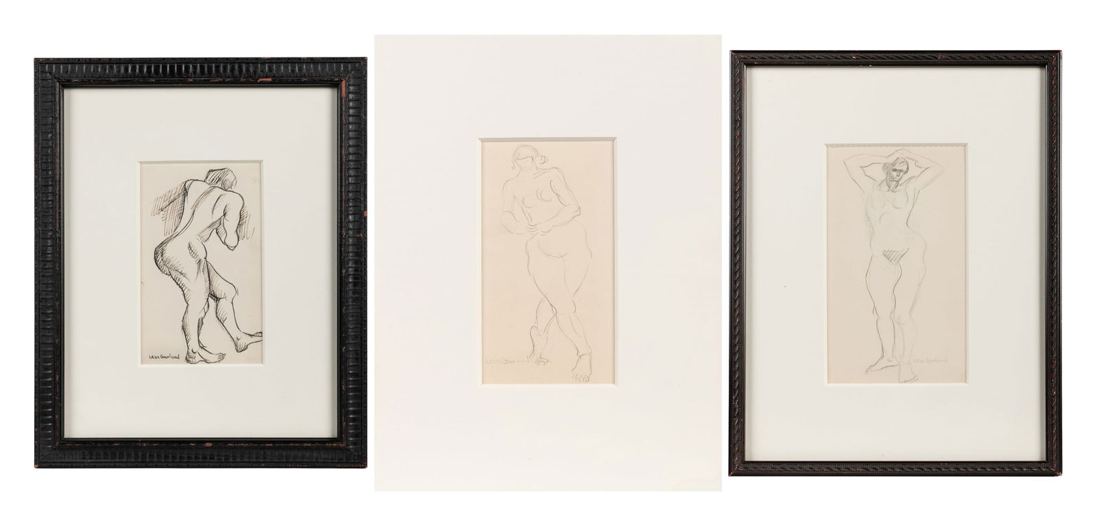 GARLAND, Leon (American, 1896-1941) Untitled. (Three Nudes). Three Works. Not dated. Ink or pen (1 of 4)