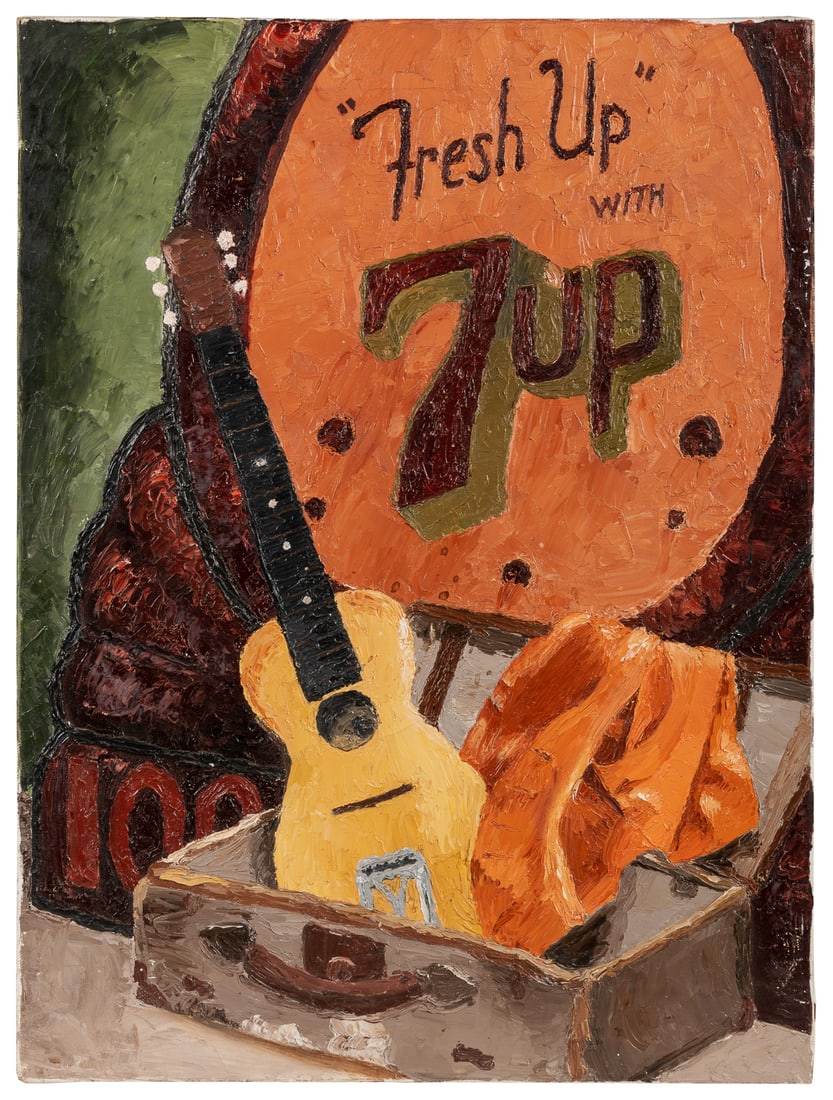 [ARTIST UNKNOWN]. Beatnik Hippie Pop Art. Circa. 20th centu...: [ARTIST UNKNOWN]. Beatnik Hippie Pop Art. Circa. 20th century. Oil on canvas. Unsigned. 24 x 18”. Overall good condition.