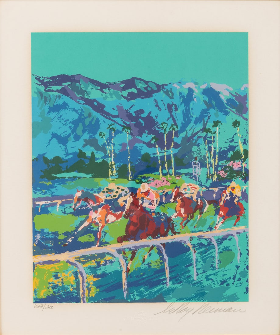 NEIMAN, Leroy (American, 1921-2012) Santa Anita. 1979. Colo...: NEIMAN, Leroy (American, 1921-2012) Santa Anita. 1979. Color screenprint on paper. Signed and numbered lower margin. Edition: 1022/1200. Styria Studio blind stamp lower center margin. Image: 10 x 8