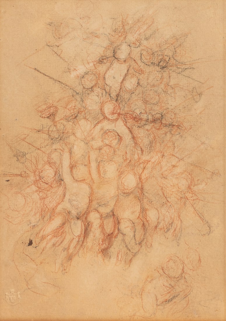 ARTIST UNKNOWN (19th century). Working Sketch.  Mixed media... (1 of 2)