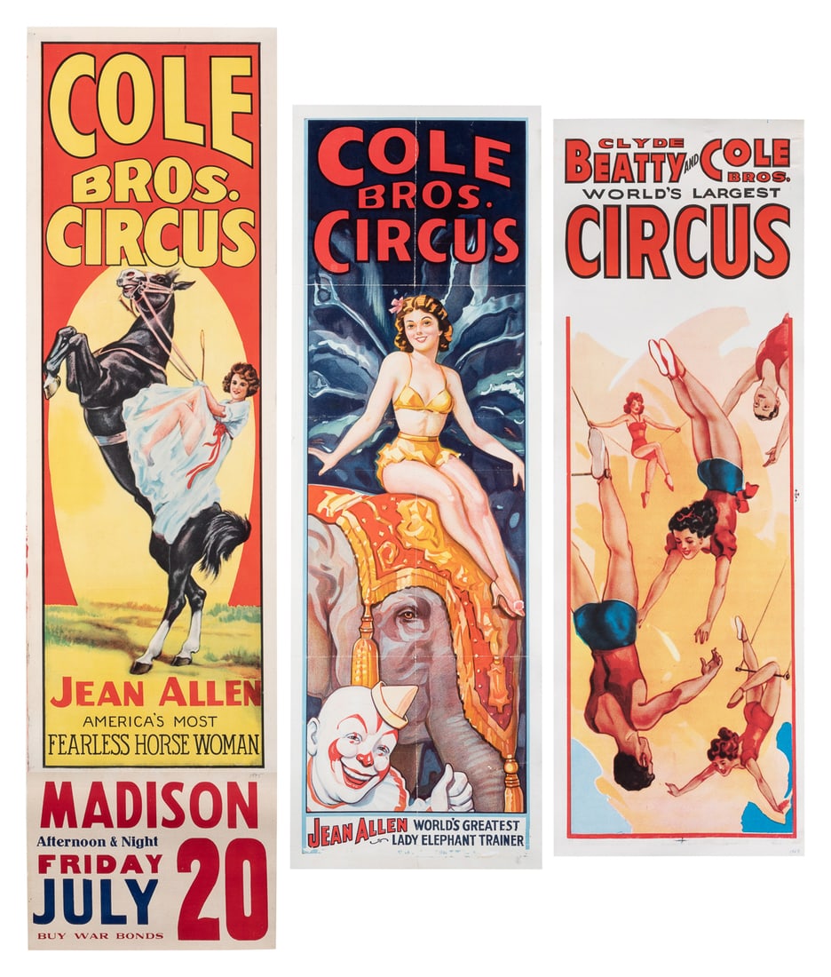 Group of 3 Cole Bros. Circus Panel Posters. Circa 1940s/60s... (1 of 4)