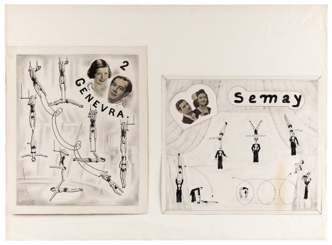 [TRAPEZE / BALANCING ACTS]. Original advertising artwork fo... (1 of 1)