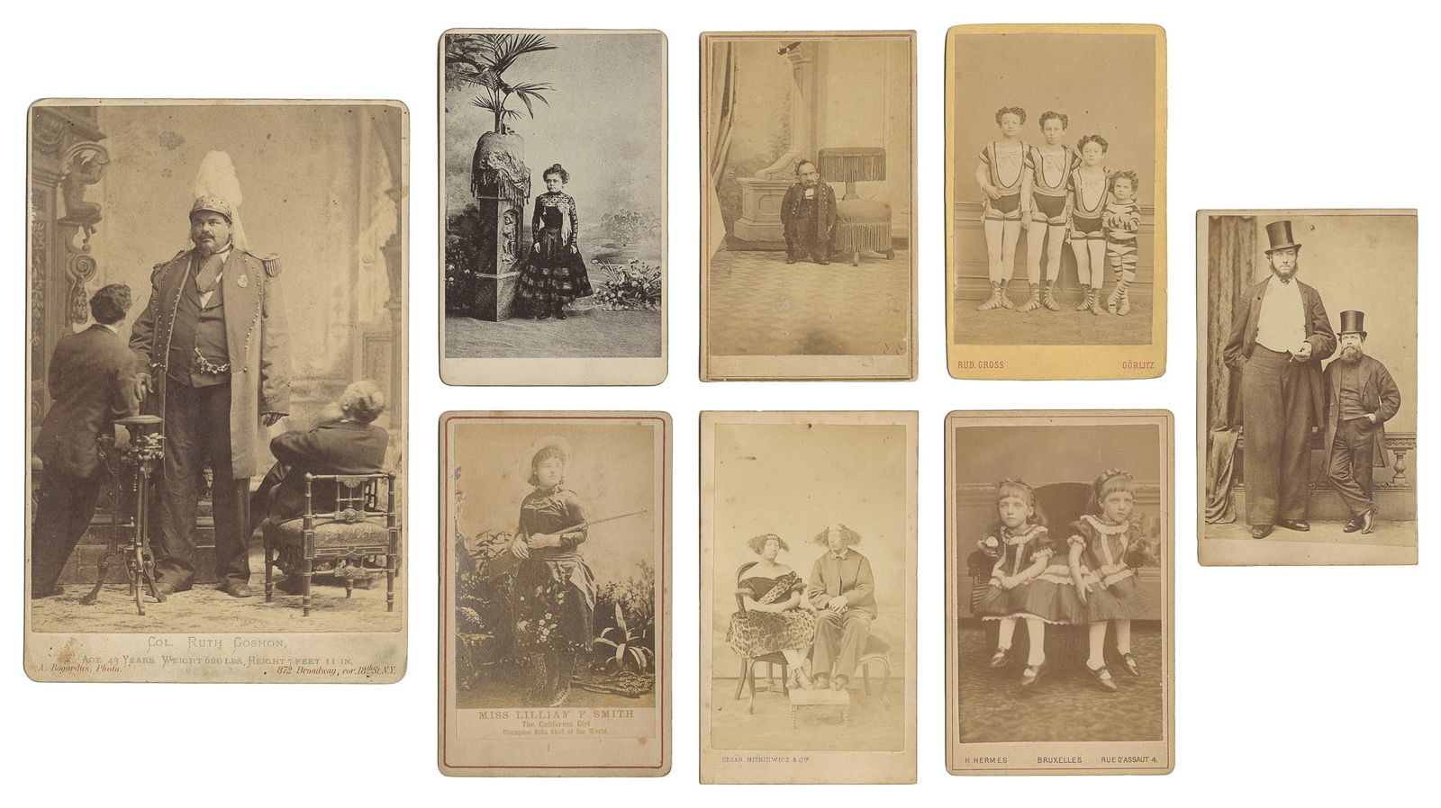 [CIRCUS & SIDESHOW]. Group of 8 CDVs and cabinet photos. V.... (1 of 1)