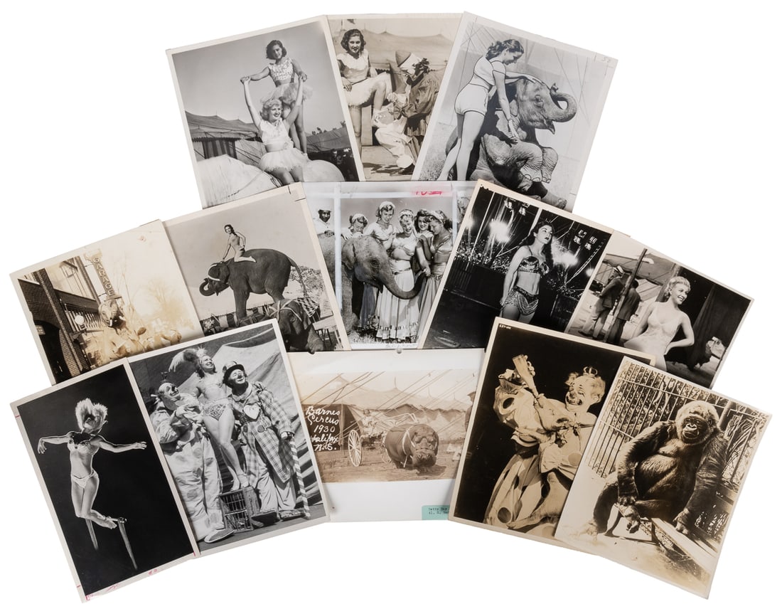 Lot of 91 assorted circus photographs. American, ca. 1930s—... (1 of 1)