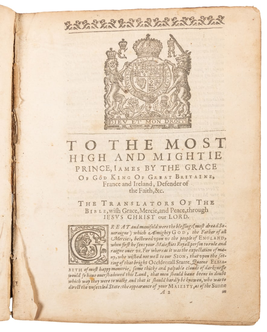 [BIBLE IN ENGLISH]. [King James Holy Bible]. London: Bonham...: [BIBLE IN ENGLISH]. [King James Holy Bible]. London: Bonham Norton and John Bill, 1629. Includes the Book of Common Prayers, the Old Testament, Apocrypha, and the New Testament. Lacking preliminaries