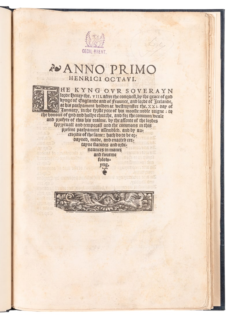 [FIRST ACTS OF PARLIAMENT]. [KING HENRY VIII (1491-1547), a... (1 of 1)