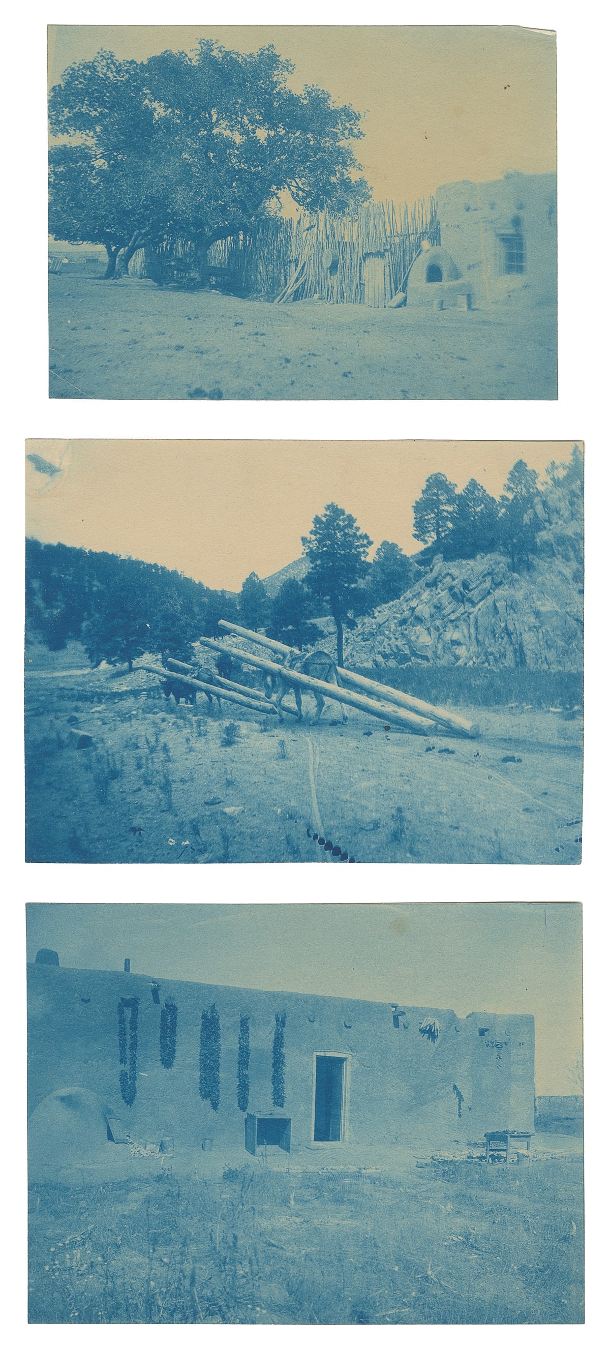 [PHOTOGRAPHY]. Group of Three New Mexico Cyanotypes. Santa ... (1 of 2)