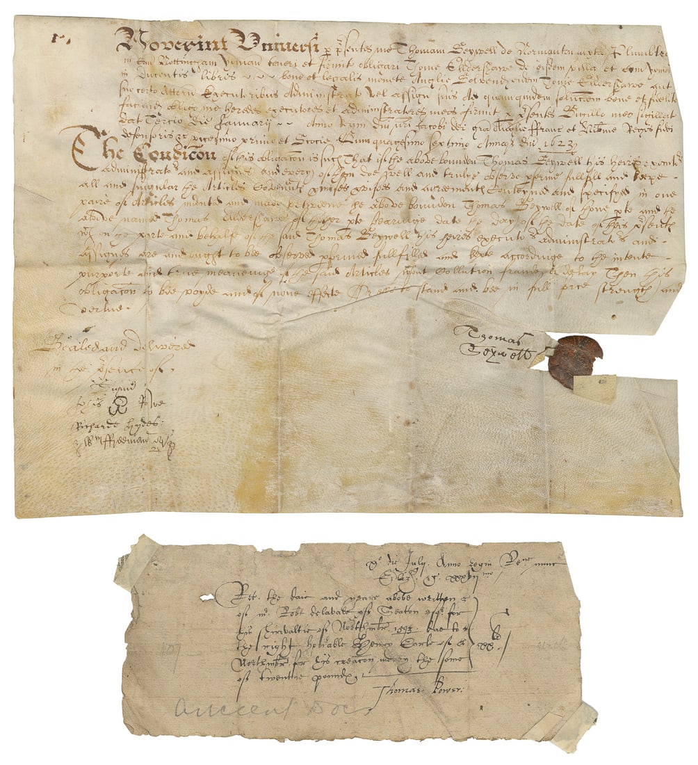 [BRITISH DOCUMENTS]. Pair of Manuscript Documents. [England... (1 of 1)