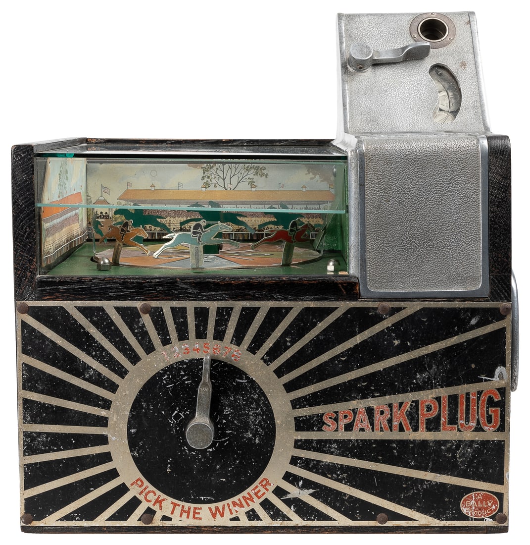 Bally Spark Plug 5 Cent Horse Race Trade Stimulator. 1930s.... (1 of 5)