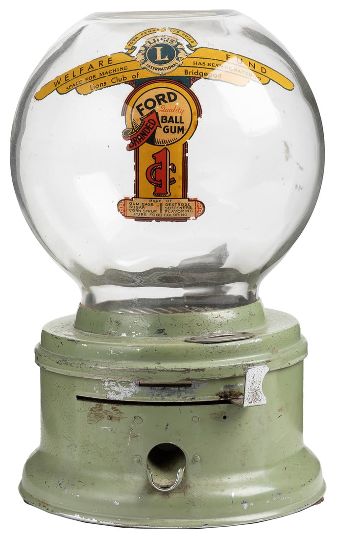 Ford 1 Cent Gumball Machine Green Countertop Machine. Lockp... (1 of 1)