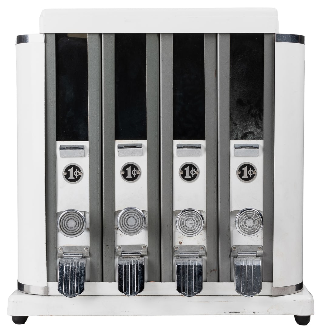 Four Column 1 Cent Candy/Nut Vendor. Countertop aluminum ve... (1 of 1)
