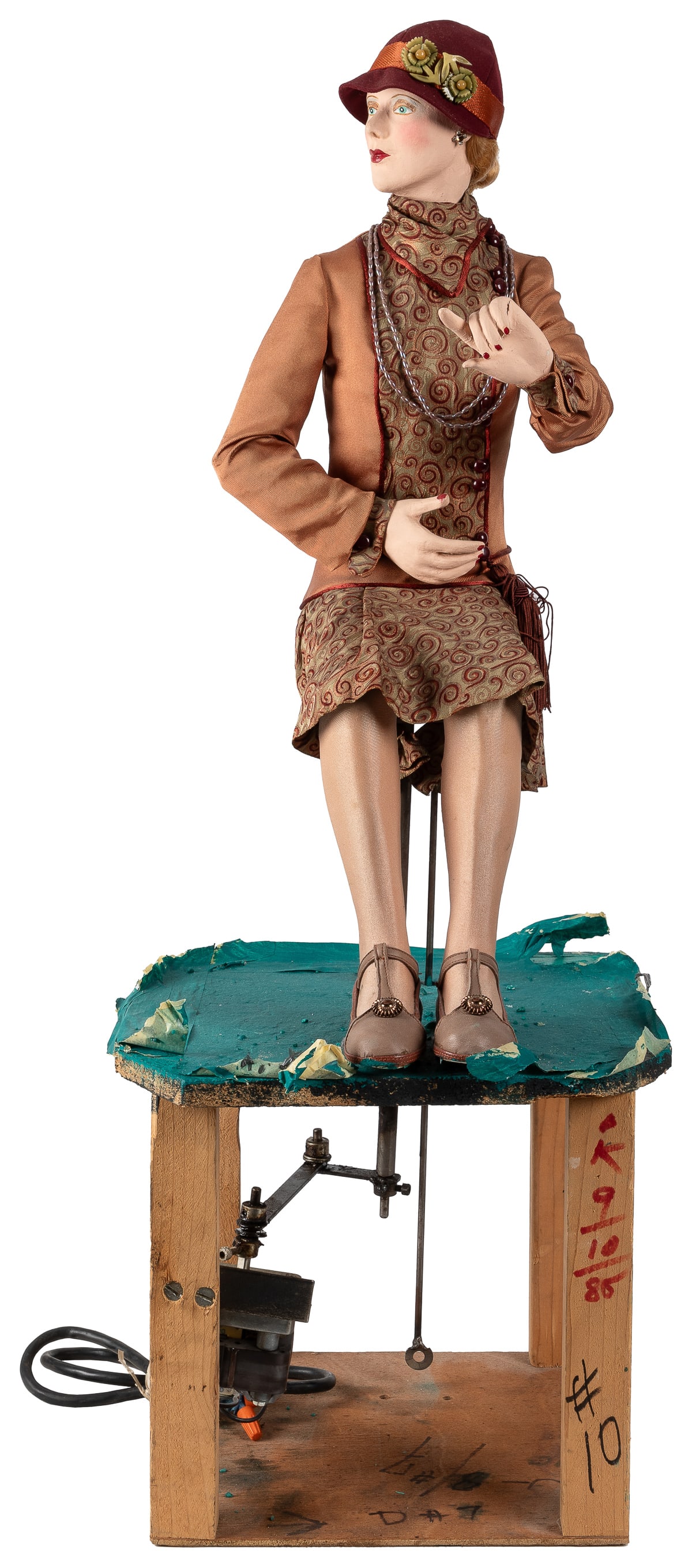 “Seated Flapper in Brown Patterned Skirt, Matching Top, wit... (1 of 2)