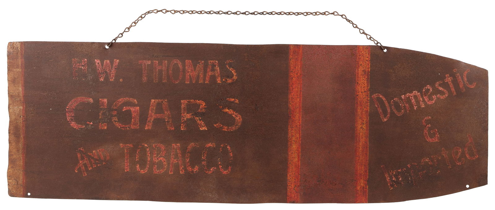 H.W. Thomas Cigars and Tobacco Trade Sign. Early 20th centu... (1 of 2)