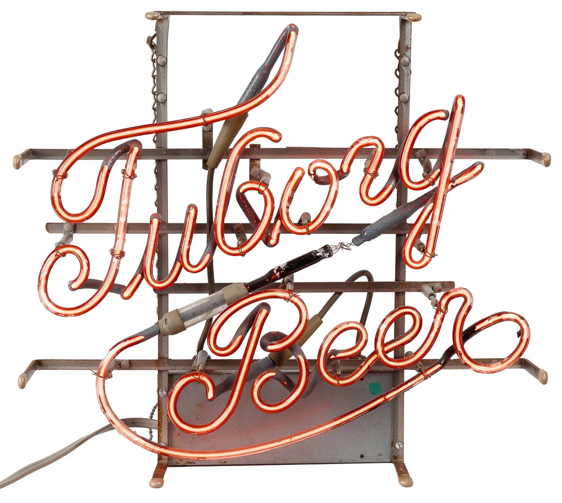 Tuborg Beer Neon Sign. Red neon, with transformer marked by... (1 of 2)