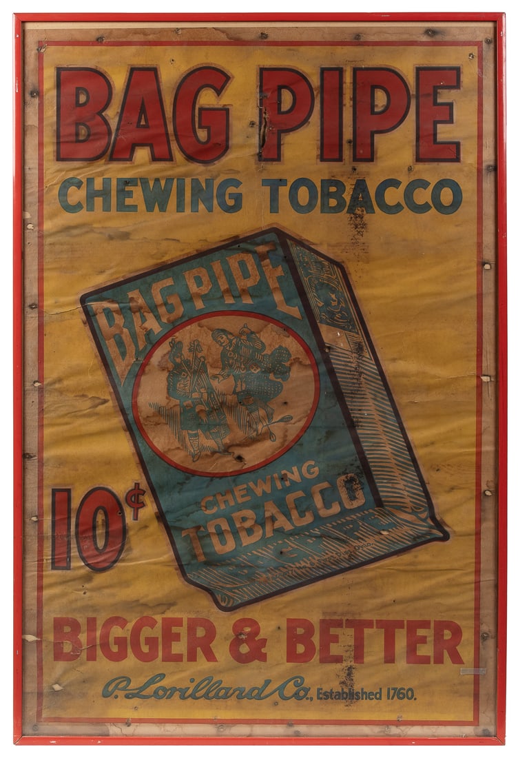 Bag Pipe Chewing Tobacco Poster. Circa 1930s. Framed Bagpip... (1 of 1)
