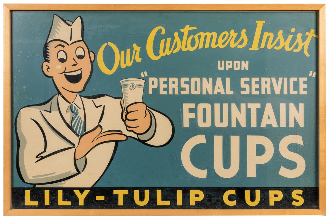 Lily-Tulip Cups Printed Advertisement Sign. Sign on cardboa... (1 of 1)