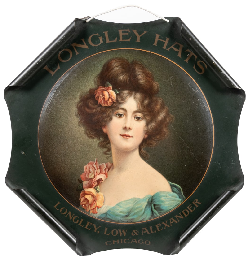 Longley Hats Lithographed Tin Sign. Chicago: Longley, Low &... (1 of 1)
