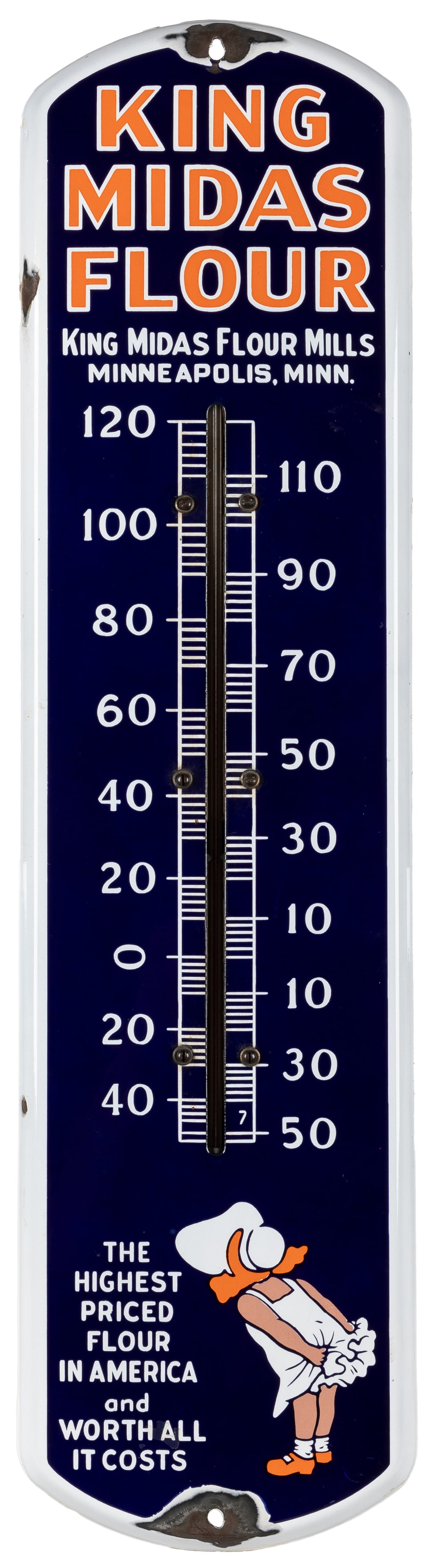 King Midas Flour Porcelain Advertising Thermometer. Single ... (1 of 2)