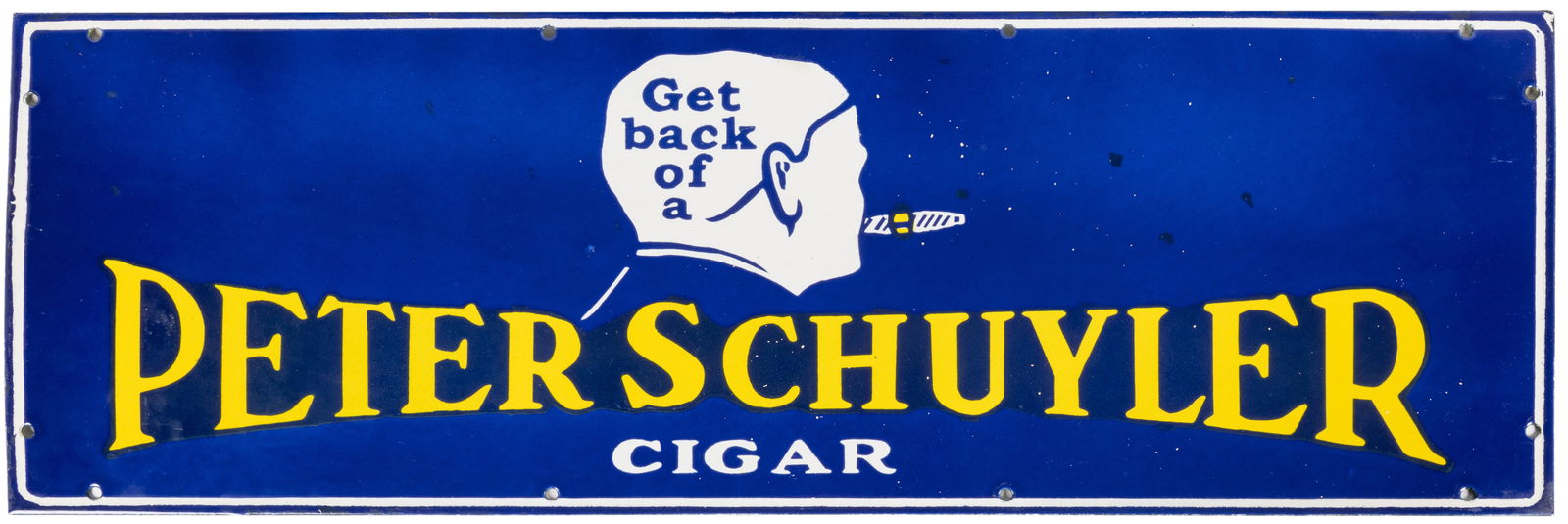 Peter Schuyler Cigar Porcelain Sign & Wooden Thermometer. S... (1 of 2)