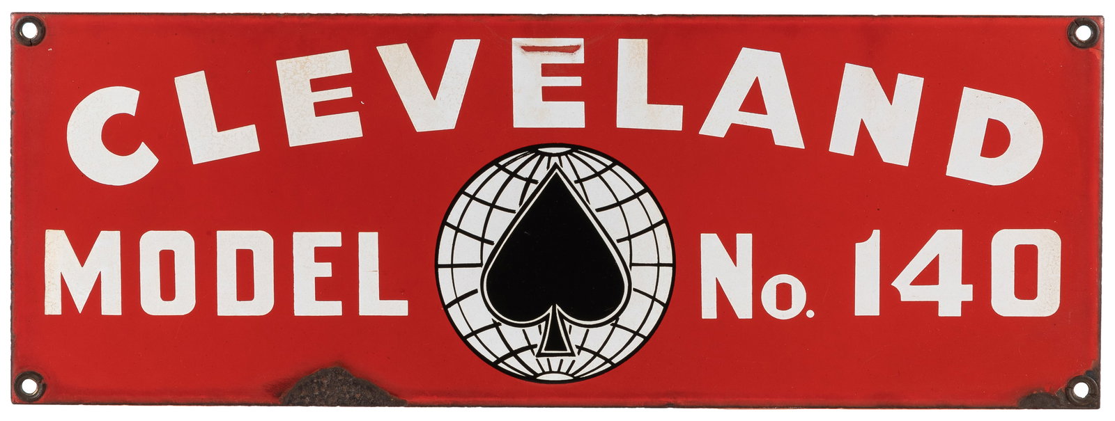 Cleveland Trencher Model No. 140 Porcelain Sign. [1953]. Si...: Cleveland Trencher Model No. 140 Porcelain Sign. [1953]. Single sided porcelain (SSP) or painted enamel sign from the Cleveland Trencher Company’s Model No. 140 Trencher Construction Machine. 6 