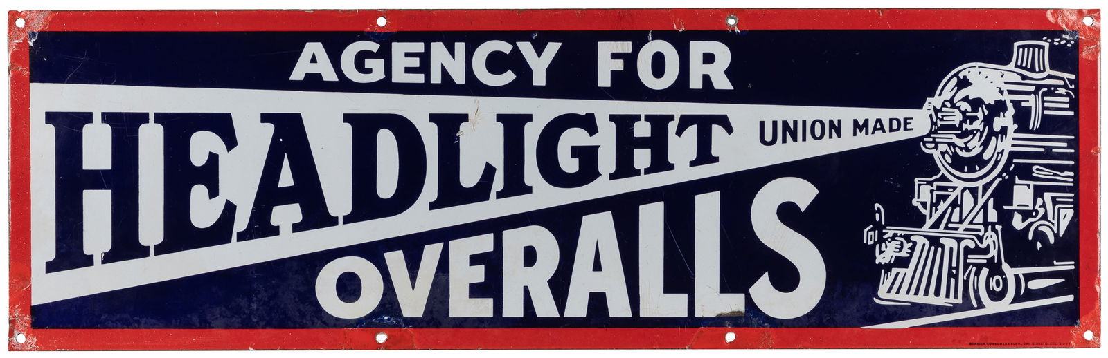Headlight Overalls Train Porcelain Sign. Chicago: Burdick C... (1 of 3)